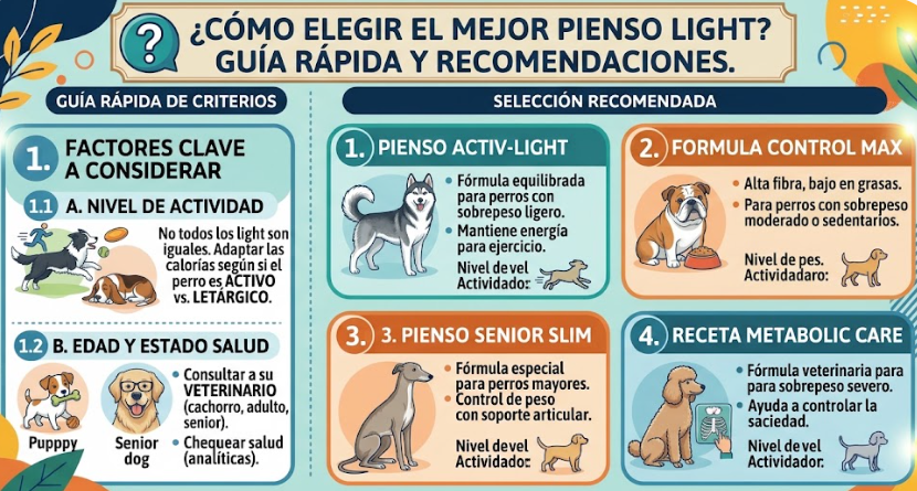 Cuenco con pienso light y un perro sentado esperando su comida